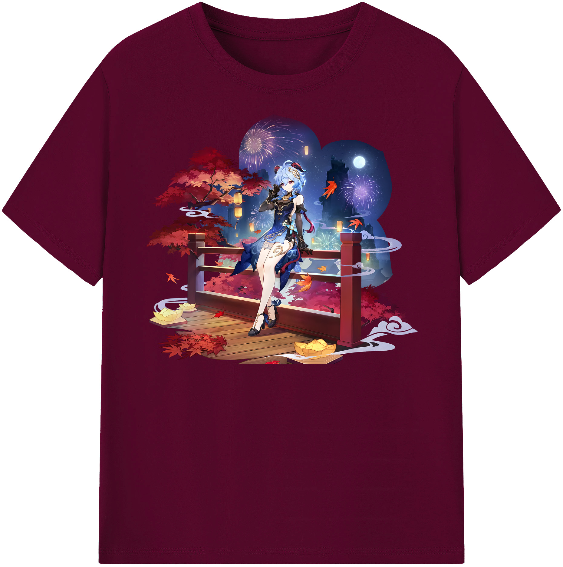 げんし神 甘雨 かんう genshin Ganyu レディースカジュアルプリントTシャツ（綿100％）